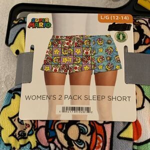 Nintendo Super Mario Brothers Sleep Short Set 2 Pack NWT Womens Sz Large 12/14